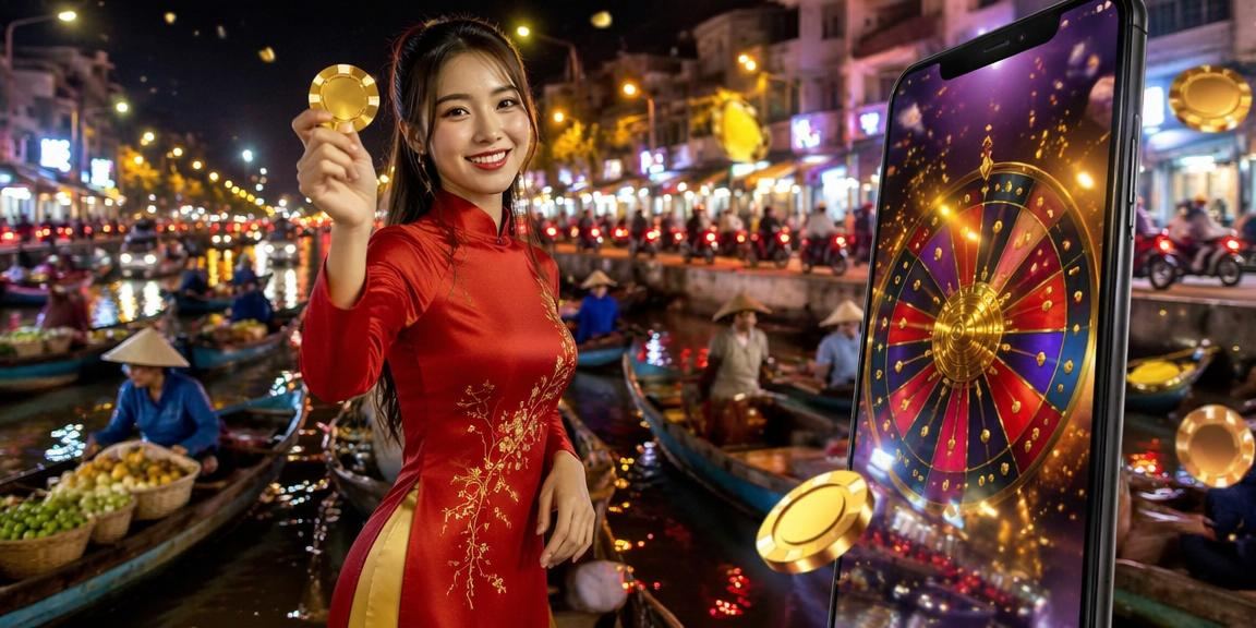 Không khí giải trí casino trực tuyến tại Cần Thơ với hình ảnh áo dài và bàn roulette